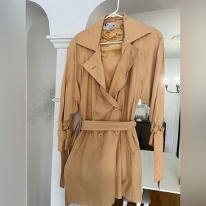 Vintage Camel Double-Breasted Trench Coat